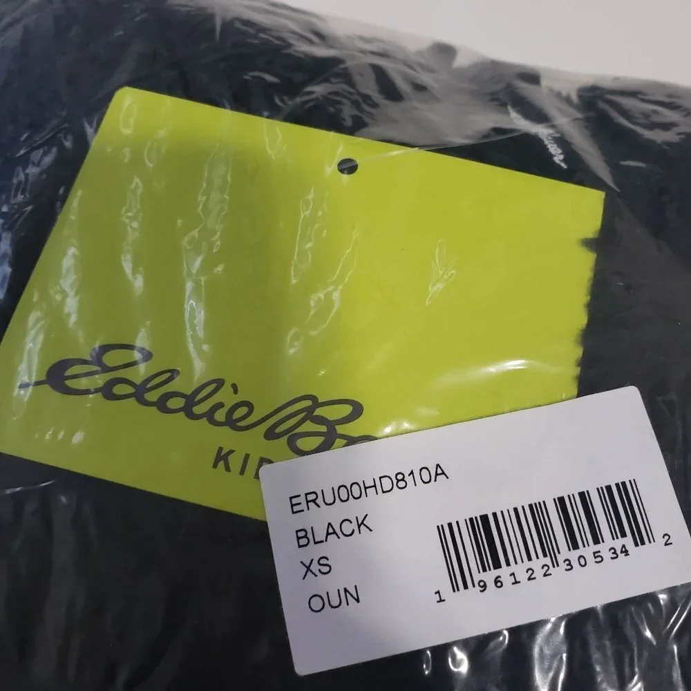 NWT Eddie Bauer Kids' Quest Fleece Plush Hooded Jacket in Black‎ - Size XS